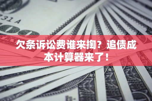武汉欠条诉讼费谁来掏？追债成本计算器来了！